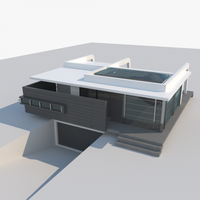 high tech grey house 3D मॉडल .c4d .max .obj .3ds .fbx .stl .blend 
