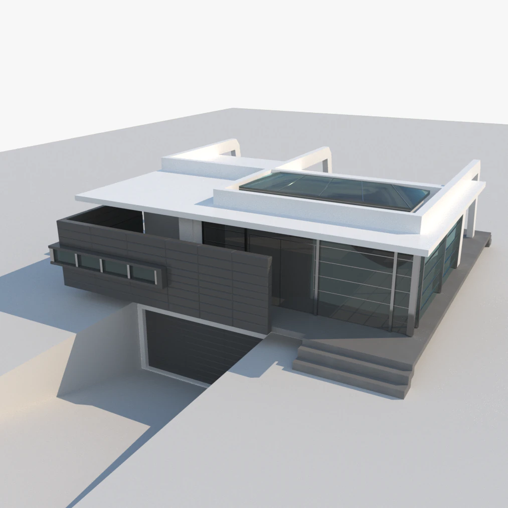 high tech grey house 3D Model .c4d .max .obj .3ds .fbx .stl .blend 