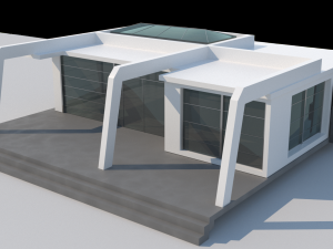 high tech grey house 3D मॉडल