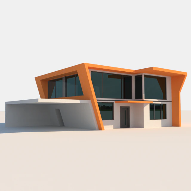 hightech huis met twee verdiepingen 3D Model .c4d .max .obj .3ds .fbx .stl .blend