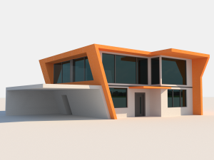 two storey high tech house 3D Model