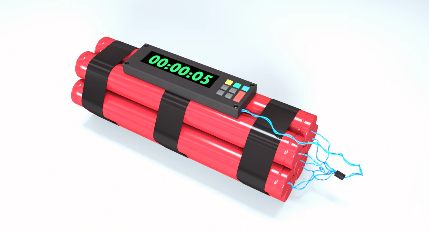 bomb with timer 3D Model .c4d .max .obj .3ds .fbx .stl .blend 
