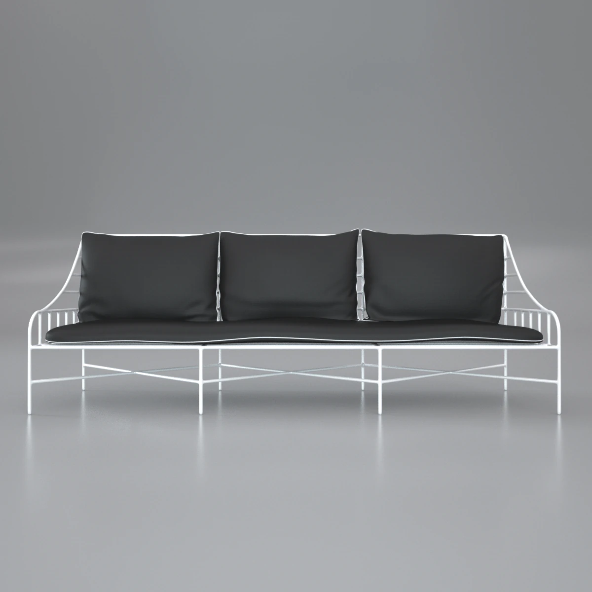 breton white metal sofa 3D Model .c4d .max .obj .3ds .fbx .stl .blend 