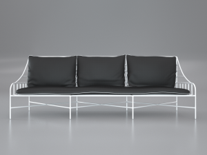 breton white metal sofa 3D Model