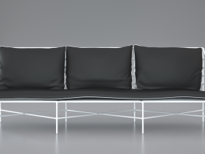 breton white metal sofa 3D Model