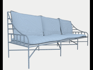 breton white metal sofa 3D Model