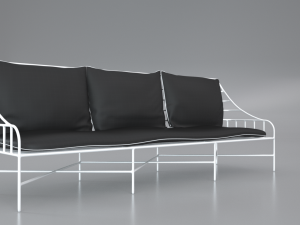 breton white metal sofa 3D Model