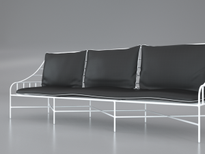 breton white metal sofa 3D Model