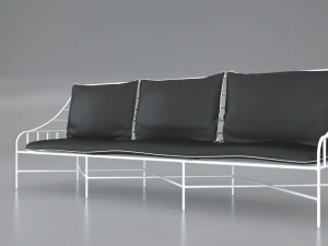 breton white metal sofa 3D Model