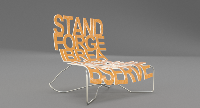 designer chair with inscriptions 3D Model .c4d .max .obj .3ds .fbx .stl .blend 