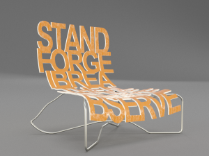 designer chair with inscriptions 3D Model