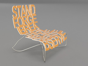 designer chair with inscriptions 3D Model