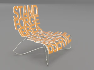 designer chair with inscriptions 3D Model