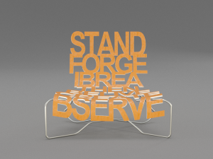designer chair with inscriptions 3D Model