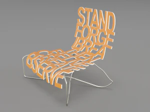designer chair with inscriptions 3D Model