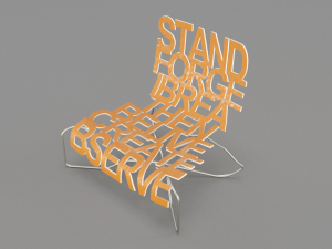 designer chair with inscriptions 3D Model