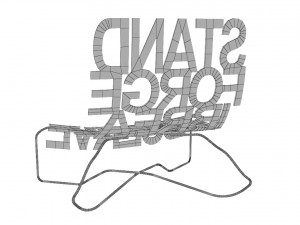 designer chair with inscriptions 3D Model