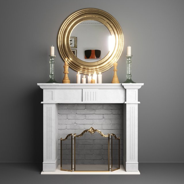 decorative fireplace set 3D 模型 .c4d .max .obj .3ds .fbx .stl .blend 