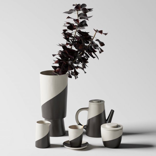 shift porcelain tea set 3D 模型 .c4d .max .obj .3ds .fbx .stl .blend