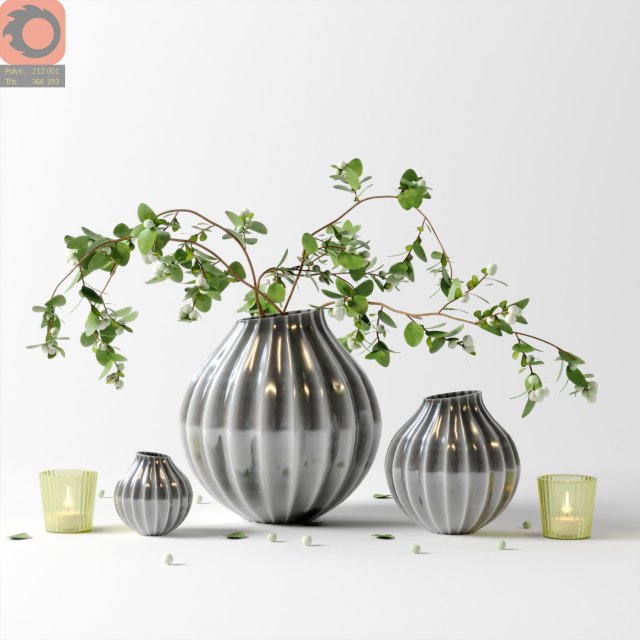 snowberry decor set 3D Model .c4d .max .obj .3ds .fbx .stl .blend 