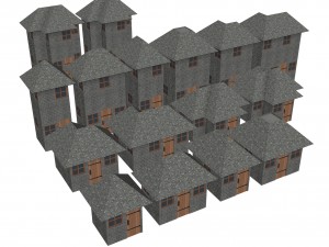 modular brick house set 3D Model