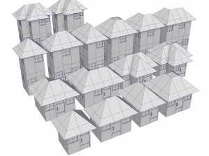 modular brick house set Modello 3D
