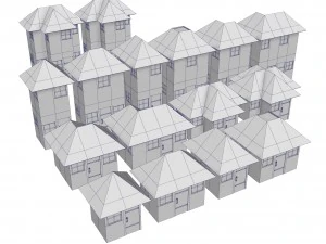 conjunto de casa modular de ladrillo Modelo 3D