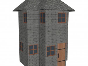 modular brick house set Modello 3D