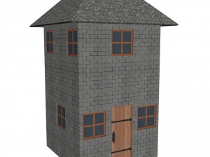 modular brick house set Modello 3D