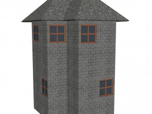 modular brick house set Modello 3D