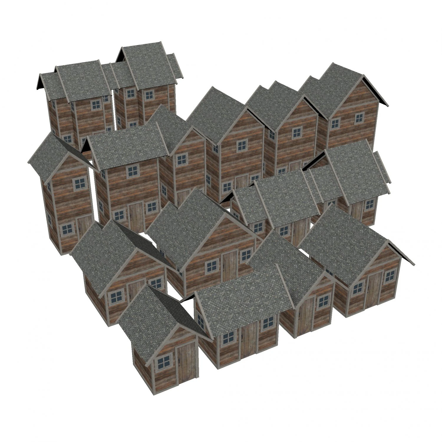 modular wood house set 3D Model .c4d .max .obj .3ds .fbx .stl .blend 
