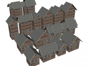 modular wood house set 3D Model