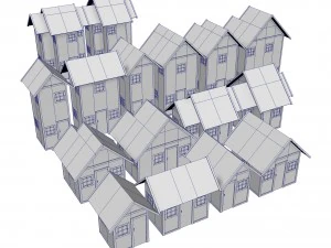 modular wood house set 3D Model