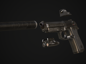 Beretta M9A1 3D Model