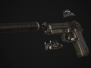 Beretta M9A1 3D Model