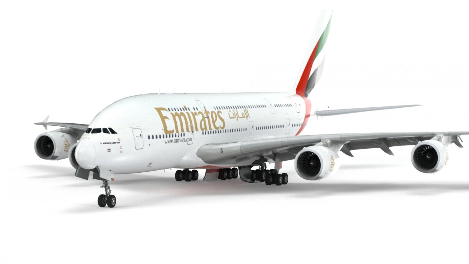 airbus a380 - fly emirates 3D Model .c4d .max .obj .3ds .fbx .stl .blend