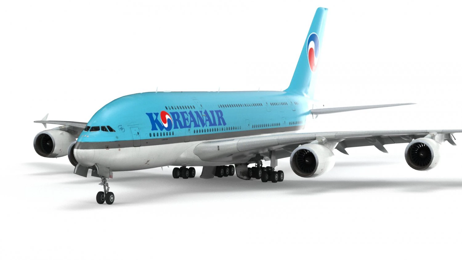 airbus a380 - korean airlines 3D Model .c4d .max .obj .3ds .fbx .stl .blend 