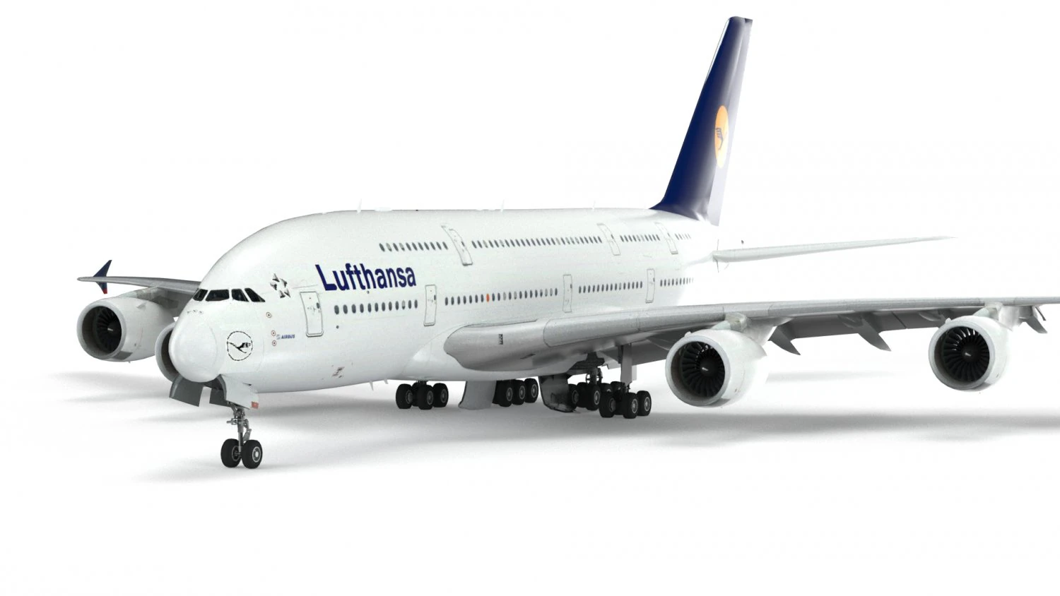 airbus a380 - lufthansa 3D Model .c4d .max .obj .3ds .fbx .stl .blend 