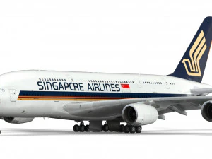 airbus a380 - singapore airlines 3D Model