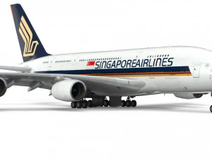 airbus a380 - singapore airlines 3D Model