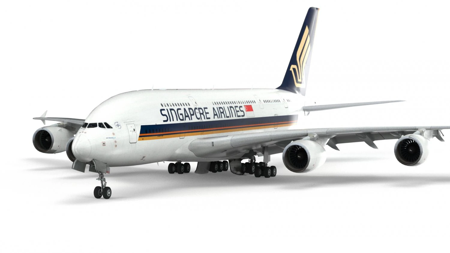 airbus a380 - singapore airlines 3D Model .c4d .max .obj .3ds .fbx .stl .blend 