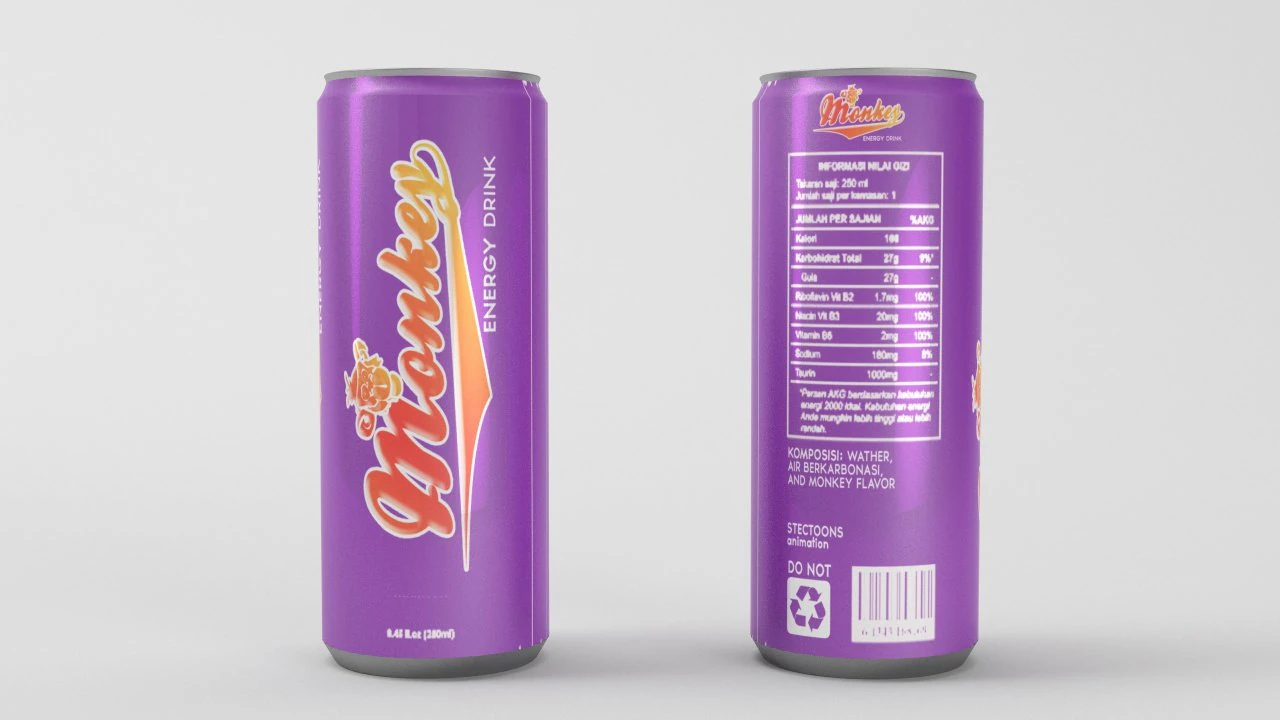 원숭이 에너지 드링크 3D 모델 .c4d .max .obj .3ds .fbx .stl .blend 