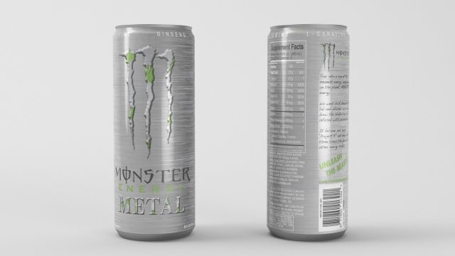 monster metal energy drink 3D Модель .c4d .max .obj .3ds .fbx .stl .blend 