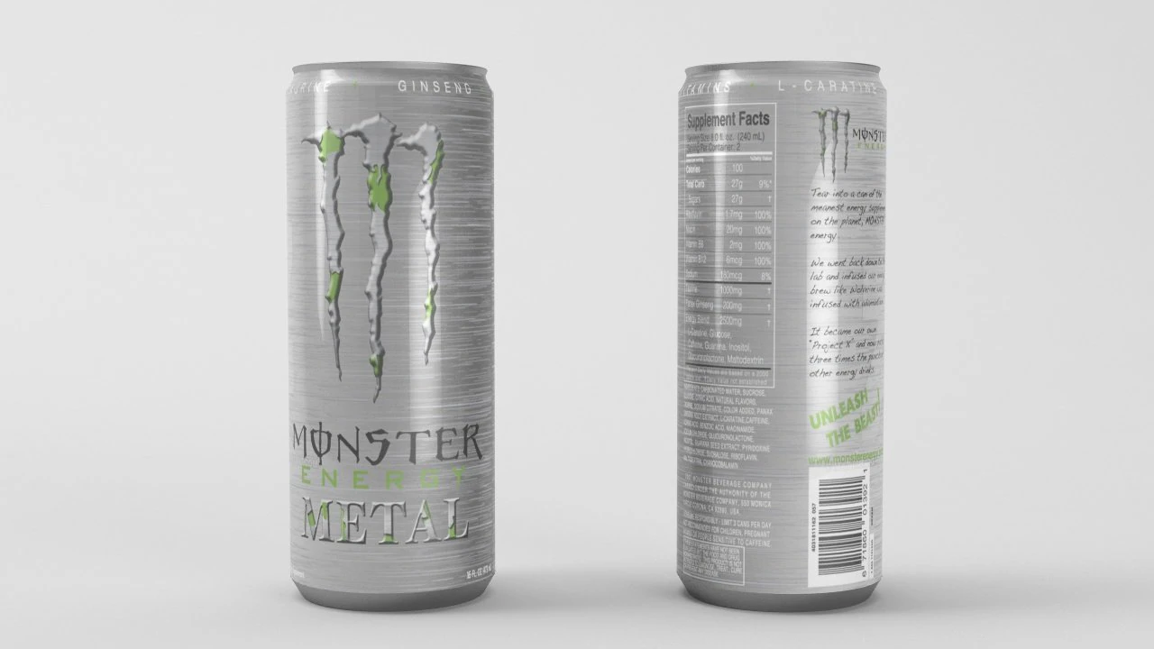 monster metal energy drink 3D Model .c4d .max .obj .3ds .fbx .stl .blend