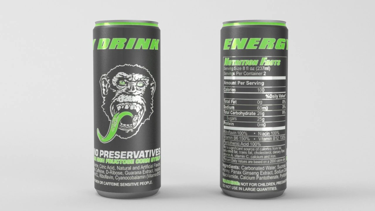 no preservatives energy drink 3D Model .c4d .max .obj .3ds .fbx .stl .blend 
