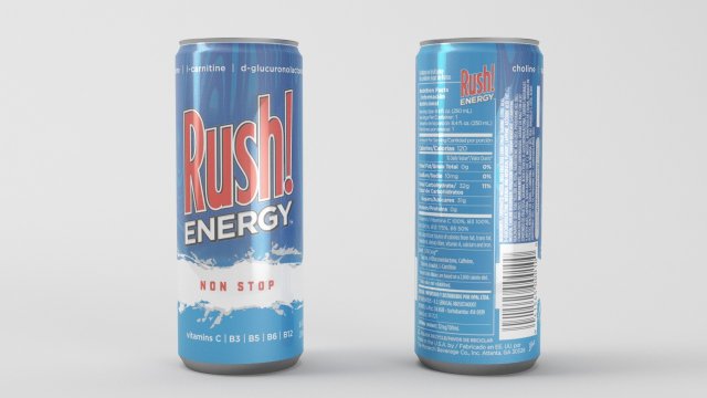 rush energy drink 3D Model .c4d .max .obj .3ds .fbx .stl .blend 