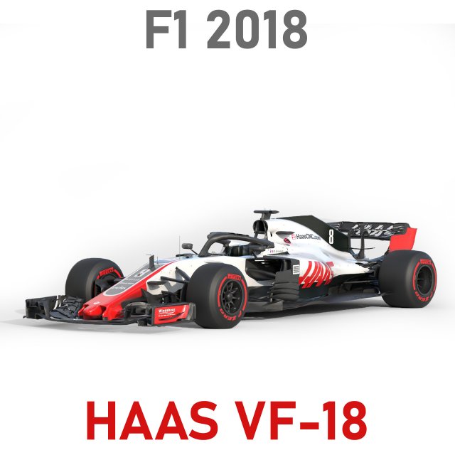 F1 Haas VF-18 2018 3D Model .c4d .max .obj .3ds .fbx .stl .blend 