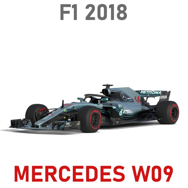 F1 Mercedes W09 2018 Modello 3D .c4d .max .obj .3ds .fbx .stl .blend 