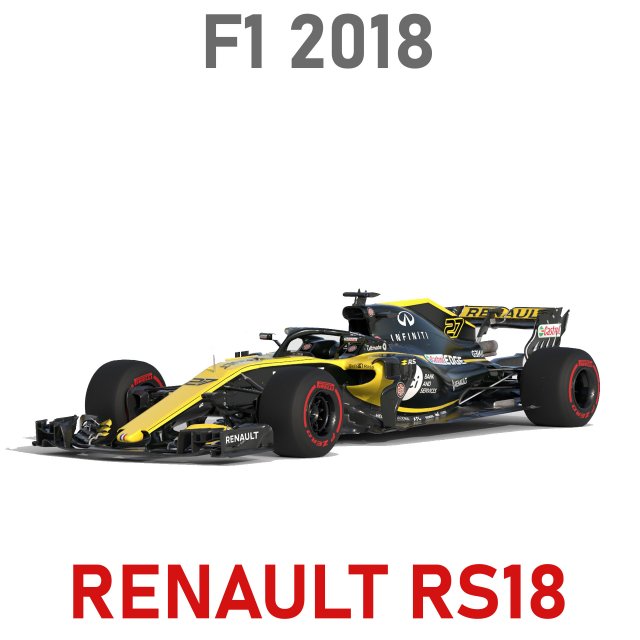 F1 Renault RS18 2018 3D 模型 .c4d .max .obj .3ds .fbx .stl .blend 
