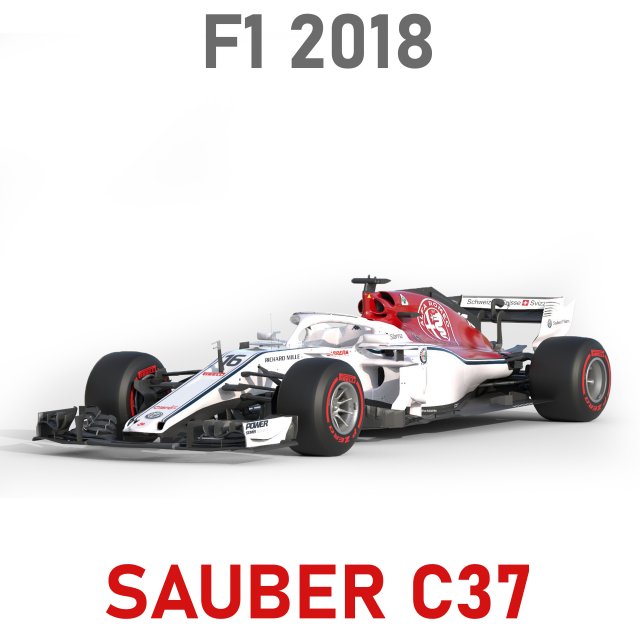 F1 Sauber C37 2018 3D 模型 .c4d .max .obj .3ds .fbx .stl .blend 